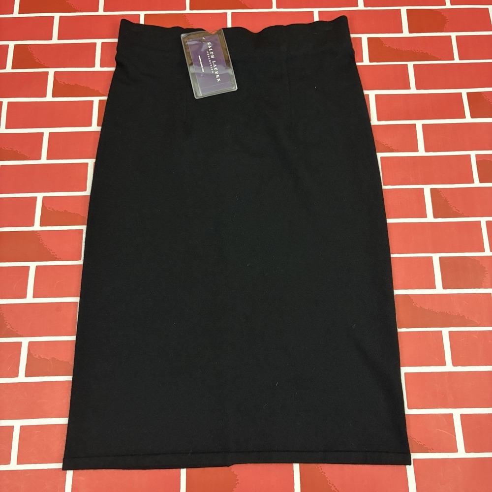 Ralph Lauren Purple Label Skirt Womens M Black Cashmere Pencil Italy $1498 MSRP